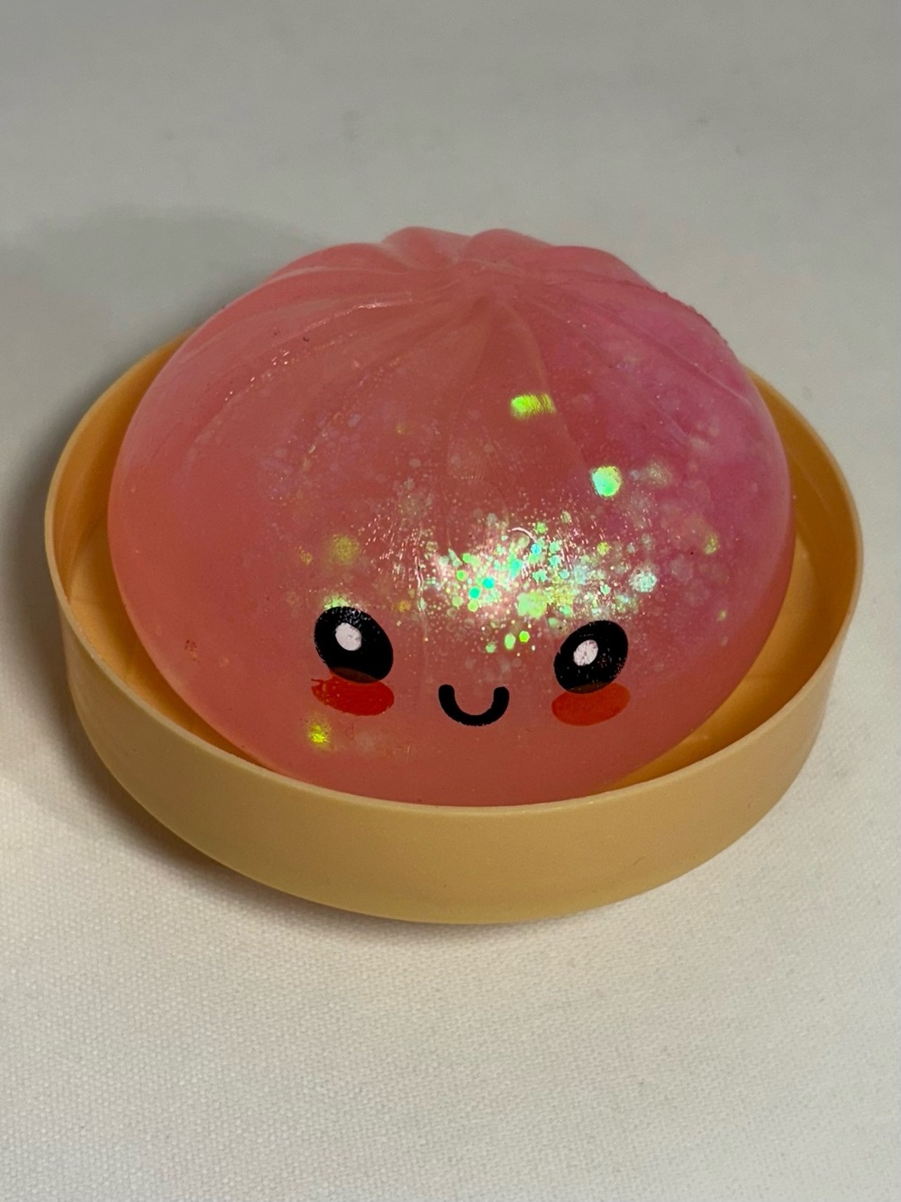 ✨ *RARE CHASE* BIGGIE BAO BUN MYSTERY DUMPLING SQUISHY CLEAR PINK GLITTER TOY ✨